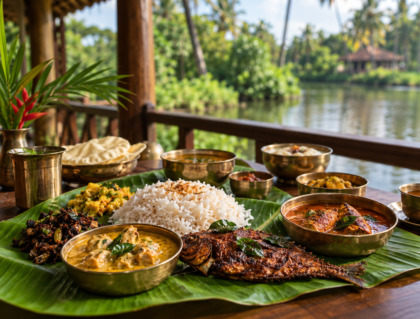 Kerala meal served at Sarovaram Residency
