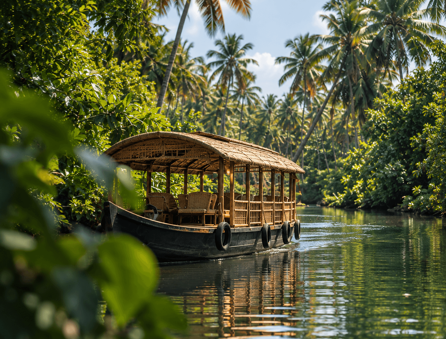 Shikkara journey through the backwaters of Munroe Island